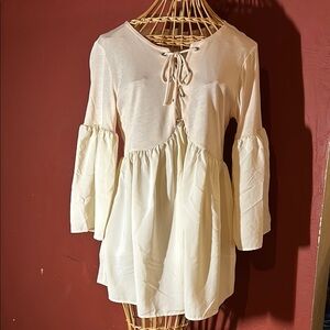 NWTS H&M Elegant Cream knit woven 3/4 bell sleeve Women's Top S